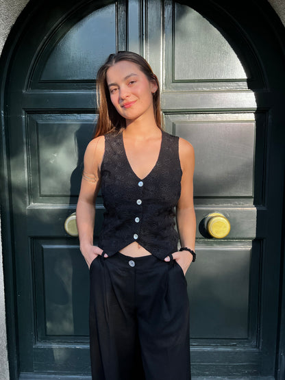 Vest Bruselas Broderie Negro