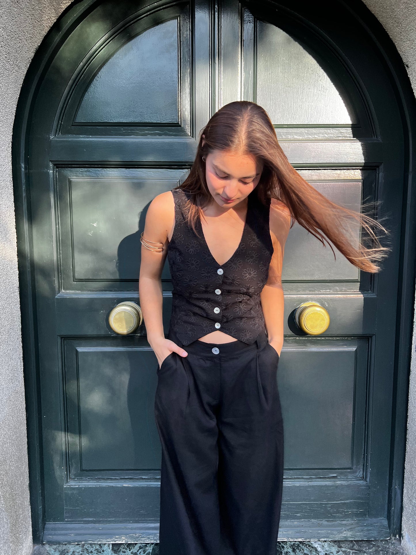 Vest Bruselas Broderie Negro
