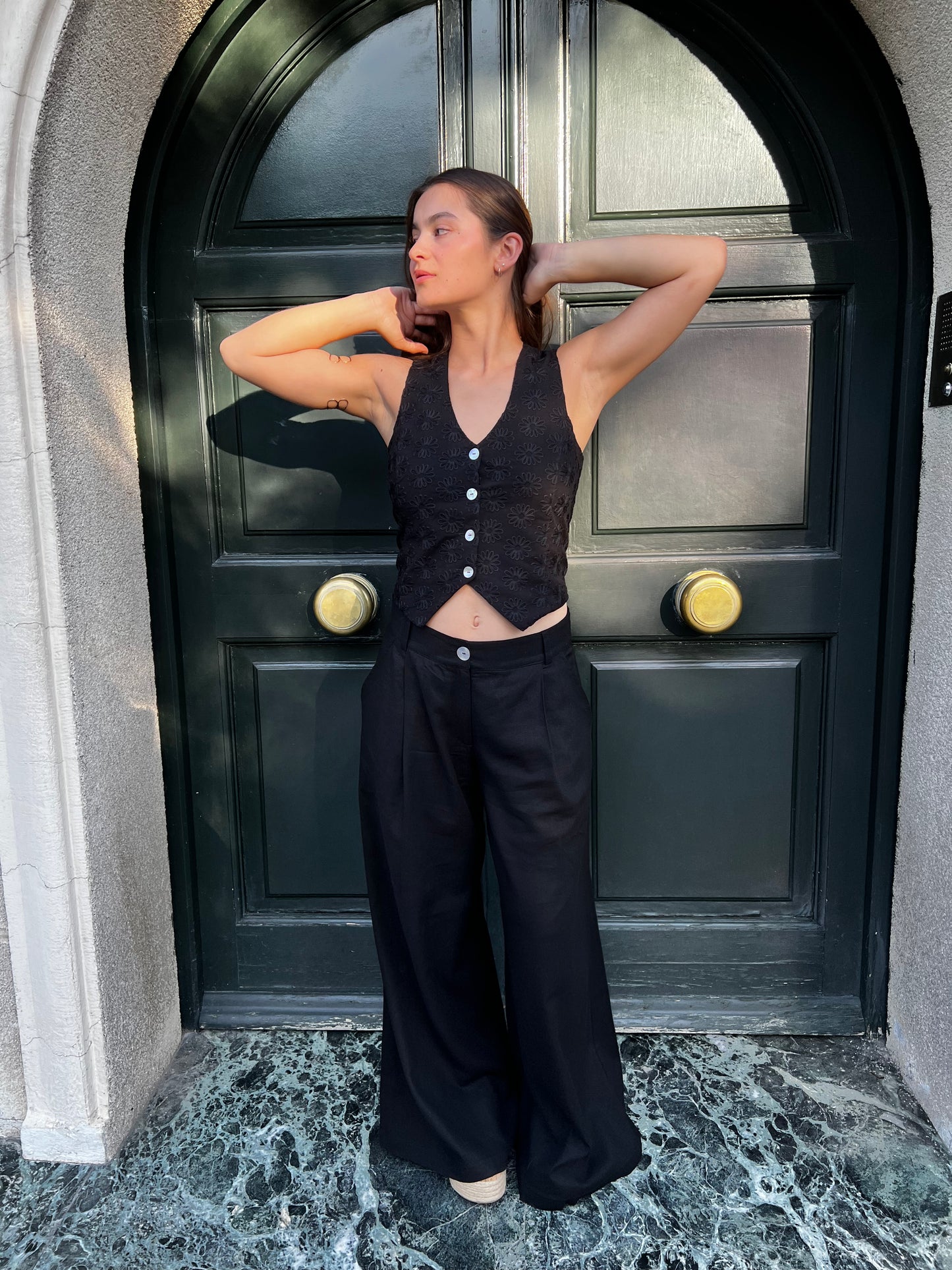 Vest Bruselas Broderie Negro