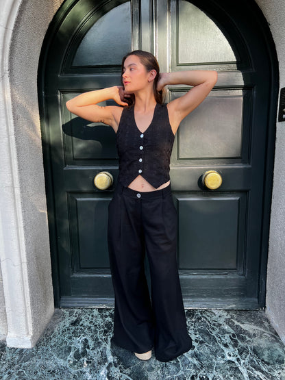 Vest Bruselas Broderie Negro